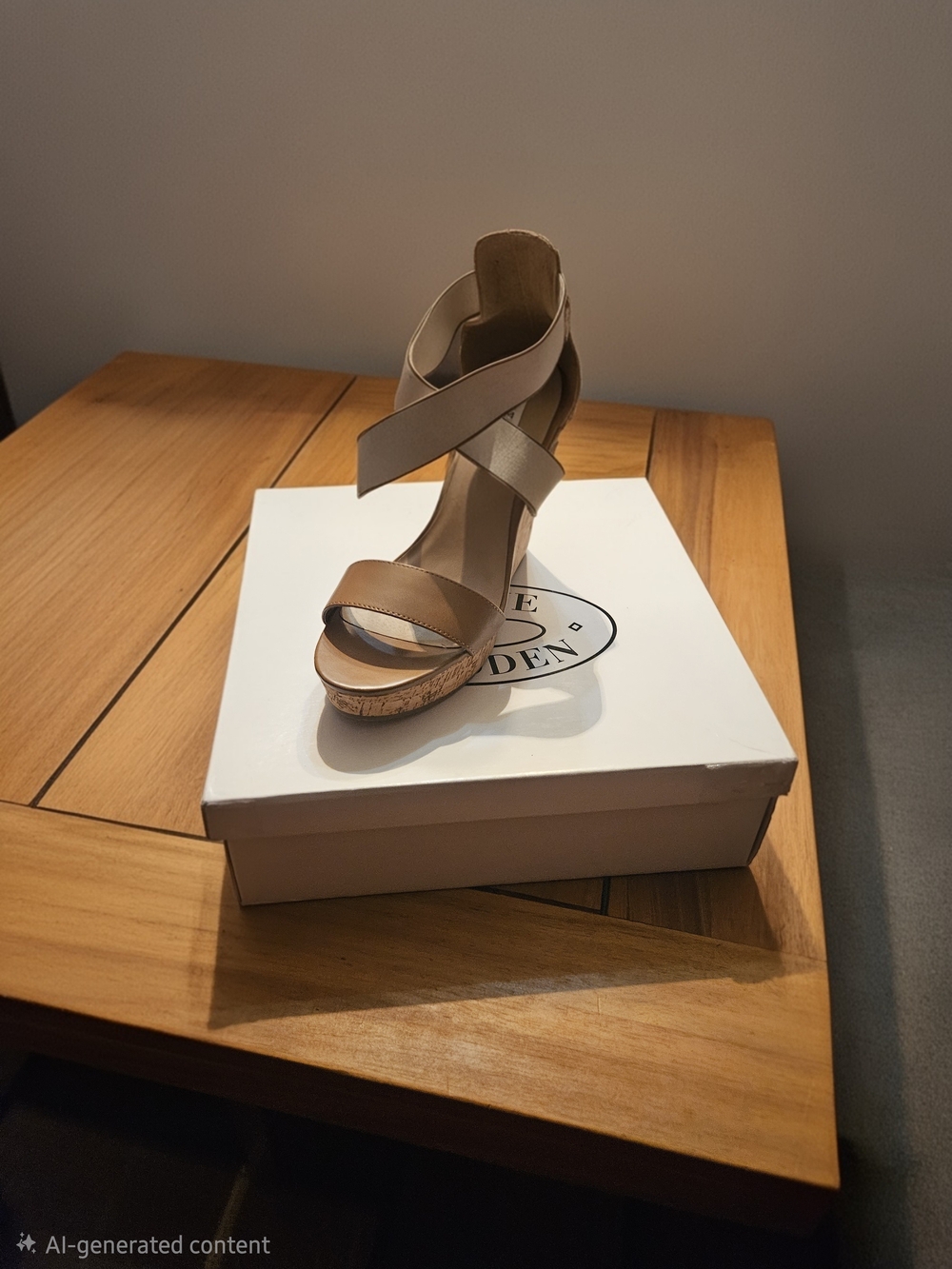 Steve Madden Neutral Tan Crisscross Wedge Sandals